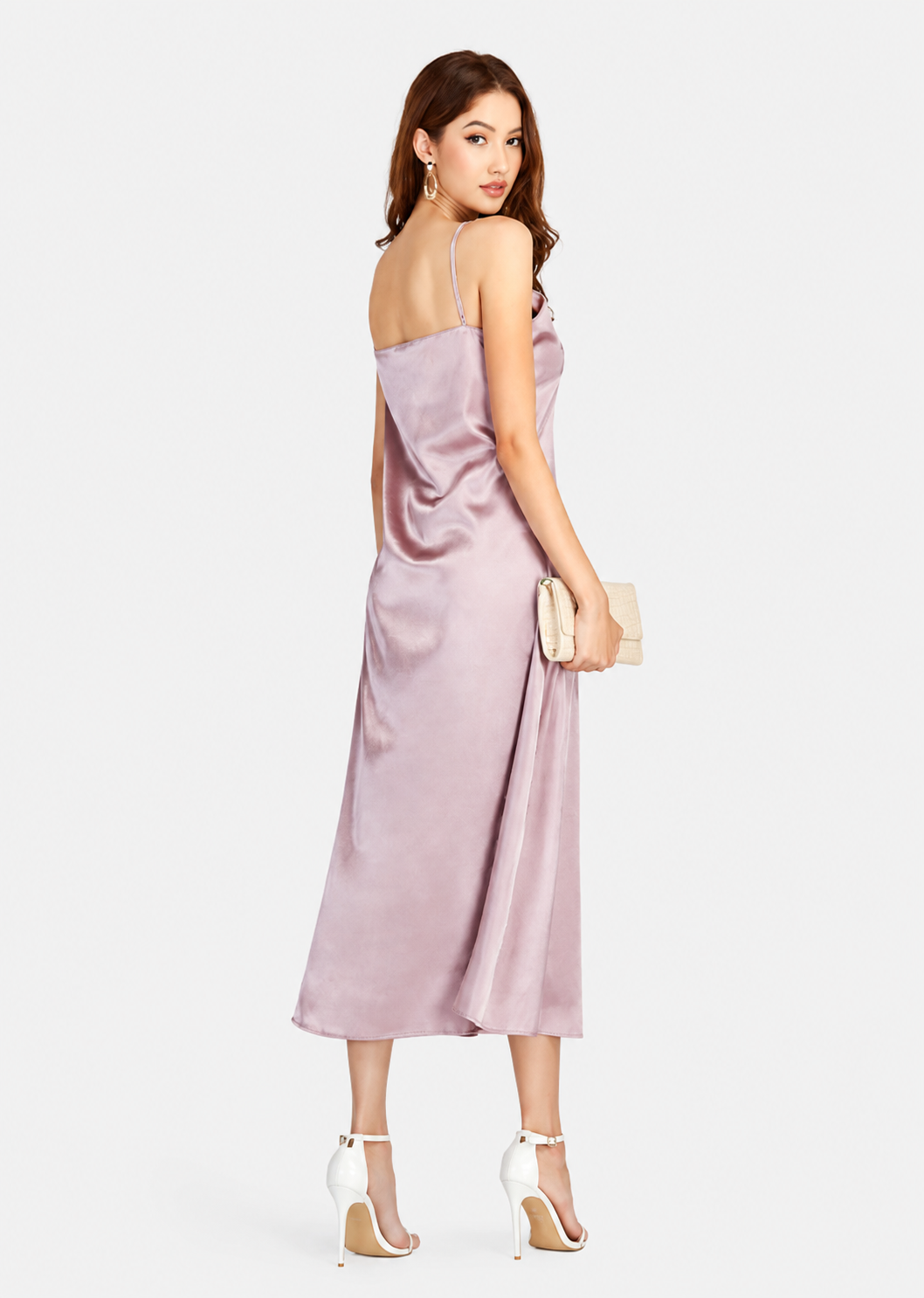 Women's Glamorous Cold Shoulder Midi Cami Dress – Slim Fit Pink Party Dress