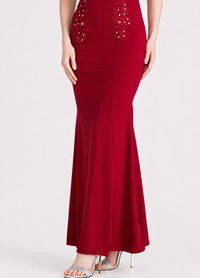 Women's Elegant Rhinestone Appliqué Maxi Evening Dress – Sleeveless V-Neck Gown