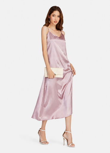Women's Glamorous Cold Shoulder Midi Cami Dress – Slim Fit Pink Party Dress