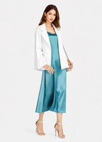 Women's Glamorous Green Cold Shoulder Midi Cami Dress – Slim Fit Elegant Party Dress
